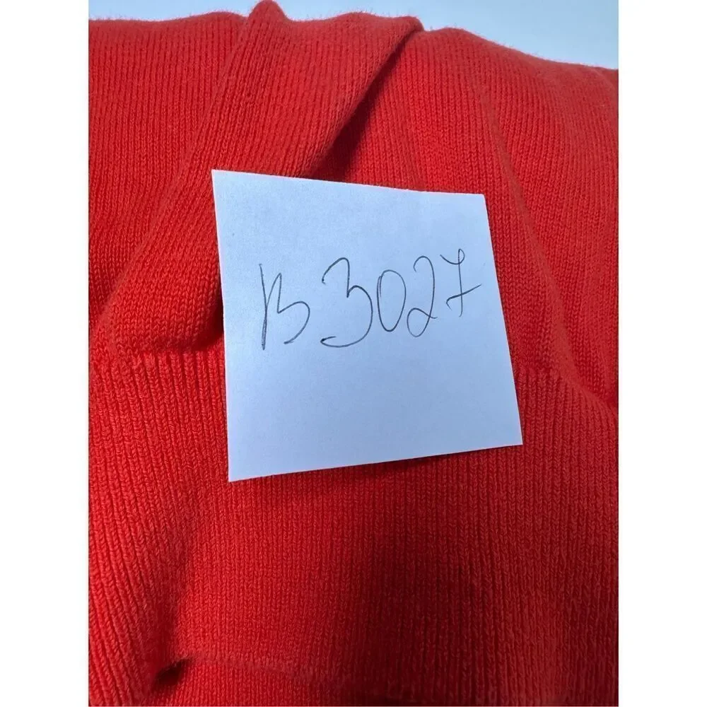 Tommy Hilfiger Sweater Mens XXL Orange Cotton V Neck Knit Long Sleeve Pullover